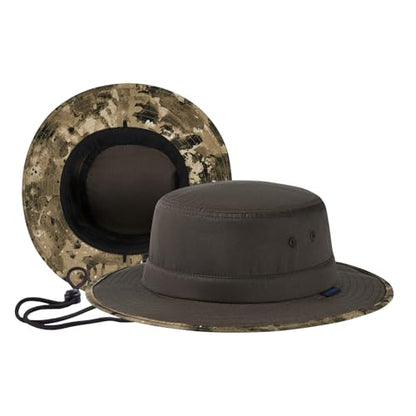 UPF 50+ Foldable Sun Hat Patterned Under Brim Bucket Hats for Summer Hiking Fishing Beach Safari Men Women - color: Brown, size: Large