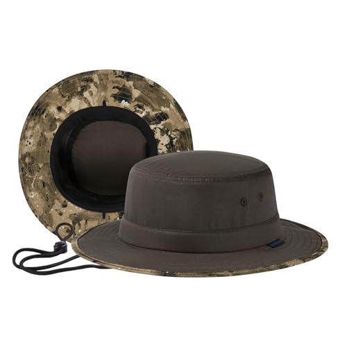 UPF 50+ Foldable Sun Hat Patterned Under Brim Bucket Hats for Summer Hiking Fishing Beach Safari Men Women - color: Brown, size: Medium