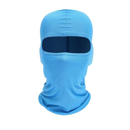 Thermal Neck Hoods Caps Balaclava Winter Fleece Full Face Mask Windproof Ski Hat - color: Light Blue