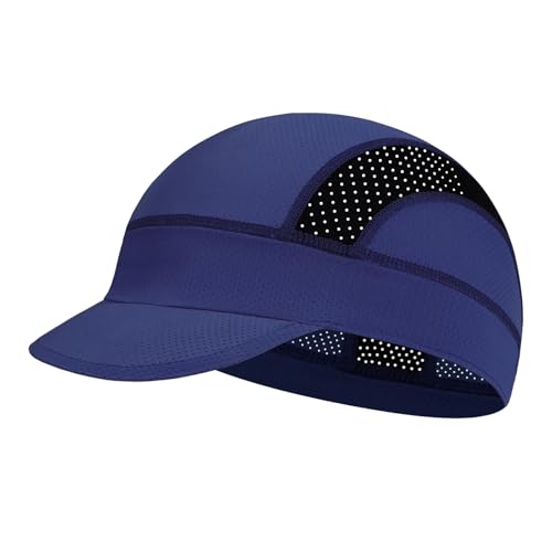 XXL Cooling Cycling Cap Skull Caps Under Helmet Mesh Hats with Sun Visor for Big Head Bike Hard Hat Liner for Men - color: Navy
