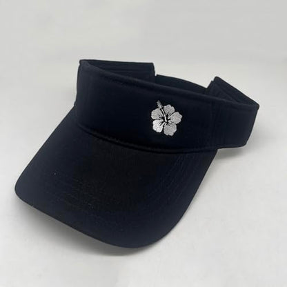 Embroidered Adjustable Sun Visor for Women Men Outdoor Golf Tennis - color: Hibiscus Flower/Black
