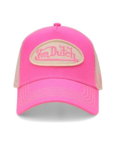 Von Dutch Unisex Trucker Hat, Colorblock, Mesh Back, Curved Bill, Snapback - color: Pink