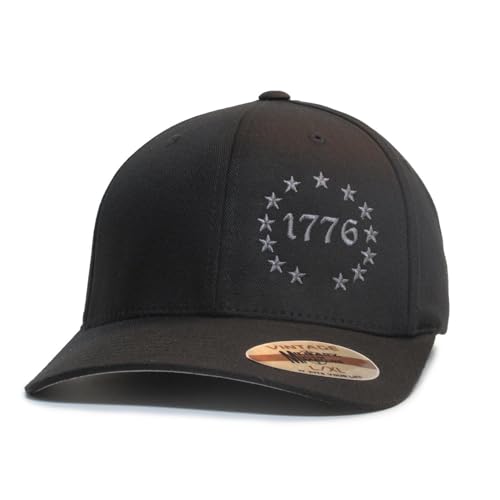 1776 Betsy Ross 13 Colonies 13 Stars 2A hat Black/Gray Cap Fit for Life Cap - size: X-Large-XX-Large
