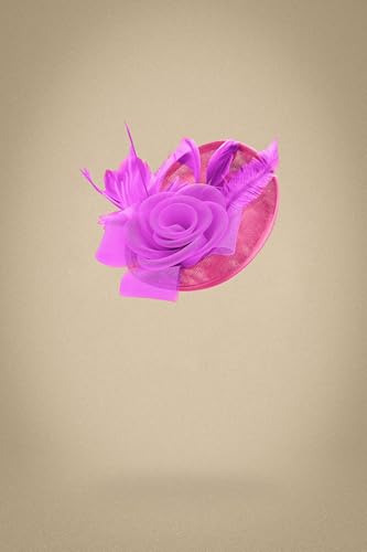 BABEYOND Fascinators Hats for Women Tea Party Mesh Flower Pillbox Derby Hat - color: Hot Pink