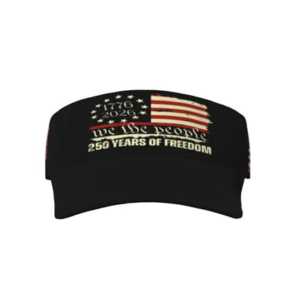 United States 250th Anniversary Hat USA Est 1776 America Patriotic Visor Cap Adjustable Sun Hat for Women Men Sports Beach - color: Black20