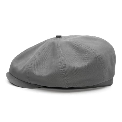 Sterkowski Shelby Paperboy Hat | 100% Softened Cotton Newsboy Cap for Men | 8 Panel Peaky Style - color: Graphite Gray, size: 6 3/4