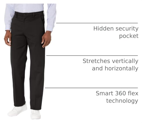 Straight Fit Workday Khaki Smart 360 Flex Pants (Regular and Big & Tall) - color: Black, size: 34W x 34L