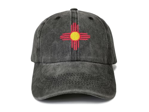 America State City Flag Hats - color: New Mexico Flag (Washed Black)