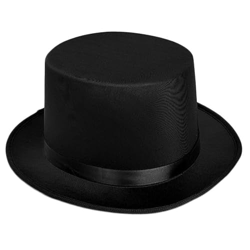 Top Hat for Men Women Adult, Magician Victorian Pilgrim Theatrical Clown Bowler Tailcoat, Cosplay Costume - color: Black