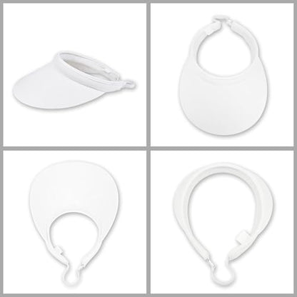 2 Pack Sun Visors Women Wide Brim Clip on Summer Hats Adjustable UV Protection - color: White,pink