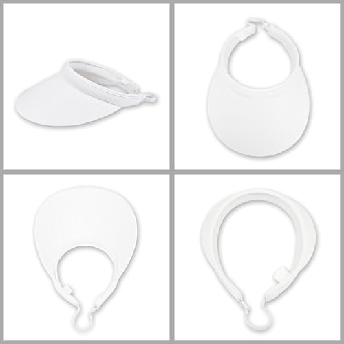 2 Pack Sun Visors Women Wide Brim Clip on Summer Hats Adjustable UV Protection - color: White,pink