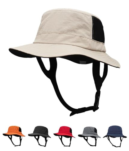 Mens Womens Surf Bucket Hat Waterproof UPF50+ Foldable Beach Sun Hats - color: Khaki
