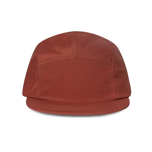 CLAPE Quick Dry 5 Panel Hat, UV Protection Short Flat Bill Baseball Cap Ajustable Unstructured Camper Hat for Outdoor Sport - color: Bsap2523-red