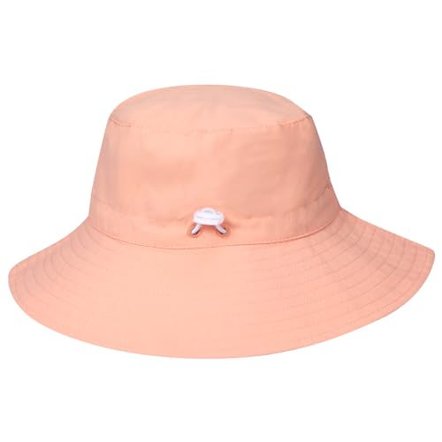 55cube Baby & Toddler Sun Hat UPF 50+ Bucket Hat with Chin Strap - color: 1pack Peachy Pink, size: 0-6 Months
