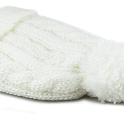 Women and Men Beanie Daily Winter Oversized Thick Stretchy Knitted Pom Pom Beanie Fleece Lined Beanie Hat - color: 1. Curly White