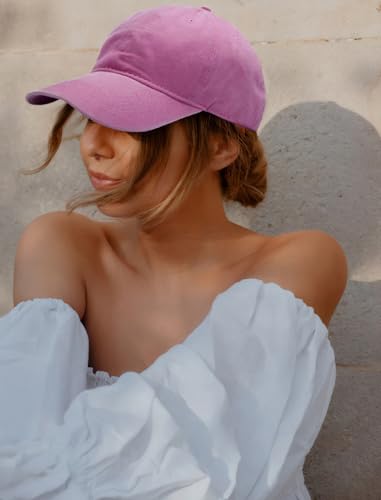 Edoneery Baseball Cap for Men and Women, Low Profile Washed Cotton Dad Hat - color: Pink