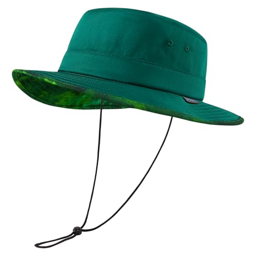 UPF 50+ Foldable Sun Hat Patterned Under Brim Bucket Hats for Summer Hiking Fishing Beach Safari Men Women - color: Evergreen, size: Large