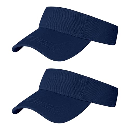Rbenxia 2 Pieces of Adjustable Sport Visors Sun Visor Hats Cap Visors for Women and Men - color: Navy Blue