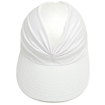 Muryobao Womens Sun Visor Hat Wide Brim Summer UPF 50+ UV Protection Beach Sport Cap - color: White