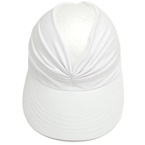 Muryobao Womens Sun Visor Hat Wide Brim Summer UPF 50+ UV Protection Beach Sport Cap - color: White