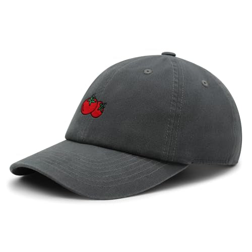 JPAK Two Tomatoes Premium Dad Hat Embroidered Cotton Baseball Cap Vegetables Embroidery - color: Dark Grey