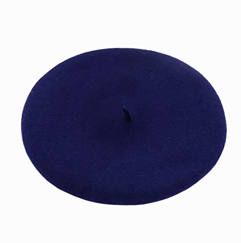 Wheebo Berets for Kids Wool French Beret Hats Artist Painter Hats for Little Girls Boys Solid Color Style - color: Navy