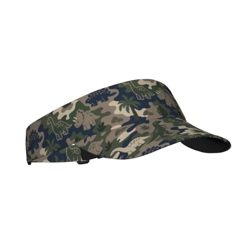 Sun Visor Hats Adjustable Open Top Sport Hat for Golf Women/Men - color: Camouflage Dinosaur Coconut Tree