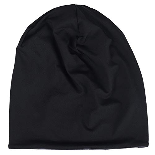 Mens Slouch Hollow Beanie Summer Skullcap B090 - color: Reversible Black