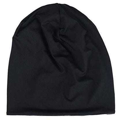 Mens Slouch Hollow Beanie Summer Skullcap B090 - color: Reversible Black
