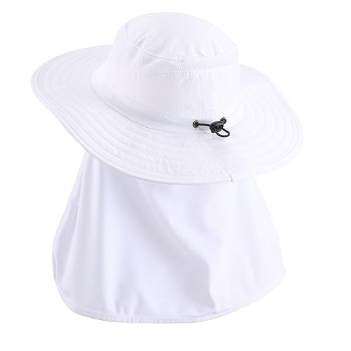 Home Prefer UPF 50+ Sun Hat with Neck Flap Toddler Boys Girls Wide Brim Bucket Hat Quick Dry Kids Safari Beach Adventure Hat - color: White, size: 2-4T