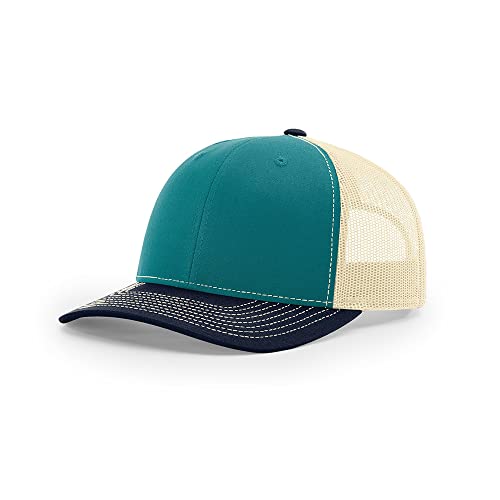 Richardson 112 Classic Six-Panel Adjustable Snapback Trucker Cap - color: Blue Teal/Birch/Navy