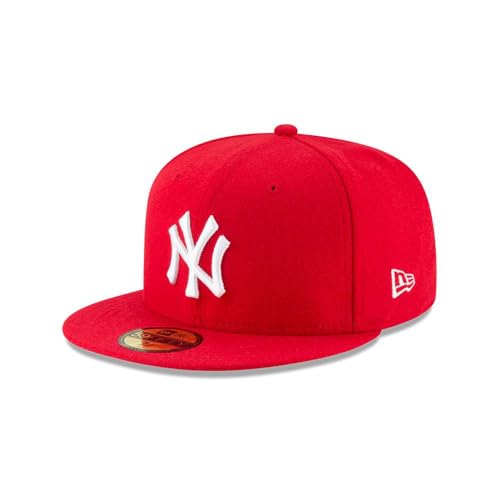 New Era MLB Unisex-Adult New York Yankees - color: Scarlet/White, size: 7 3/8