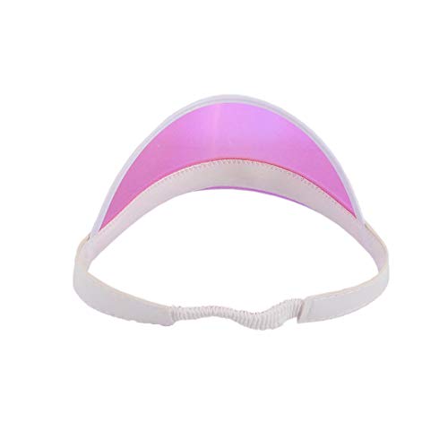 Giovacker Womens Mens PVC Clear Colorful Sun Visor Hats - color: Pink With White Border
