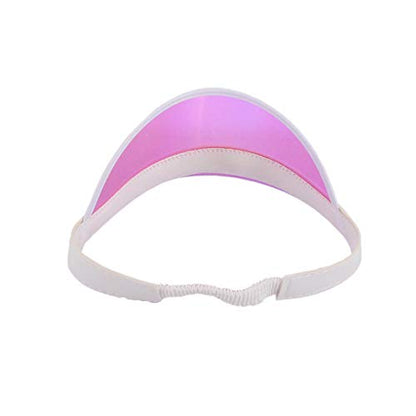 Giovacker Womens Mens PVC Clear Colorful Sun Visor Hats - color: Pink With White Border