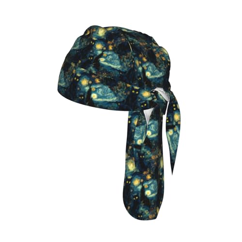 Adjustable Cycling Cap, Quick Dry Sports Bandana Skull Cap Helmet Liner - color: Van Gogh-style Black Cat
