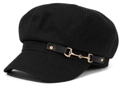 Beret Hat for Women Newsboy Hat Baker Boy Cap y2k Hat - color: Black