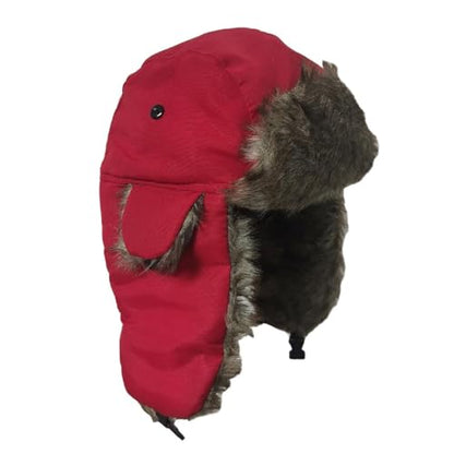 Lukitty Trapper Warm Russian Trooper Hat Winter Skiing Cap Women Men Windproof - color: Red