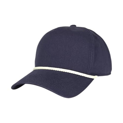 E BY ELIDAN A-Frame Trucker Hat, 5-Panel Blank Snapback - color: Navy + White Rope