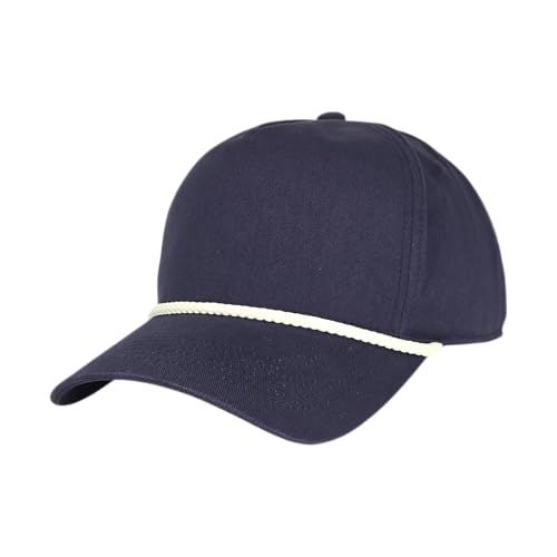 E BY ELIDAN A-Frame Trucker Hat, 5-Panel Blank Snapback - color: Navy + White Rope