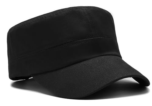 Unisex Basic Cadet Army Caps Everyday Military Style Hat - color: Black