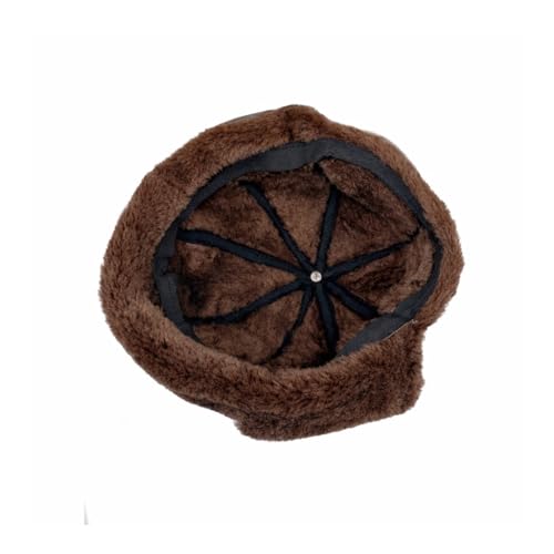 Handmade Sheepskin Leather Trapper Hat – Aviator Cap with Fur Lined Ear Flaps, Shearling Russian Ushanka Winter Hat - color: Brown, size: X-Large