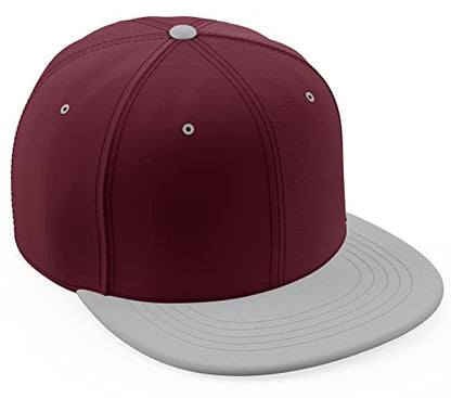 Daxton Classic Blank Snapback Flat Bill Visor Hat Cap One Size Adjustable Back - color: Burgundy Light Grey