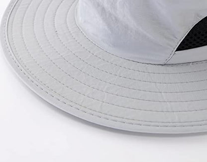 Kids Sun Protection Hat Quick Dry Adjustable Wide Brim Bucket Hat for Boys Girls Summer Fishing Hiking - color: Light Grey