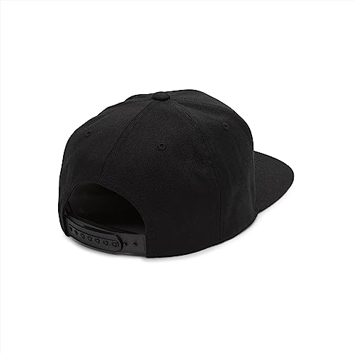 Volcom Men's Quarter Twill Snapback Hat – 6-Panel Adjustable Cap with Stone Logo Patch - color: Black