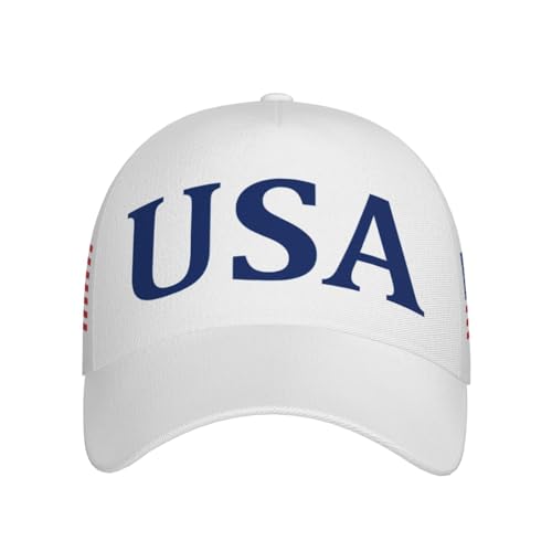 American Flag Baseball Caps Embroiderred USA Flag Patriotic Dad Hat Adjustable Trucker Hats for Men Women - color: Usa Flag White 1