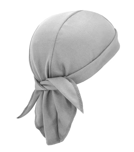 Sweat Wicking Do Rags Skull Caps, Cooling Hip Hop Hat, Beanie Durag Motorcycle Head Wrap Doo Rag Liner for Men Women - color: Grey
