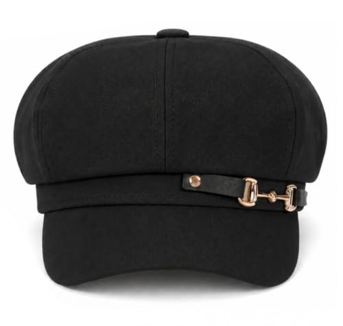 Beret Hat for Women Newsboy Hat Baker Boy Cap y2k Hat - color: Black