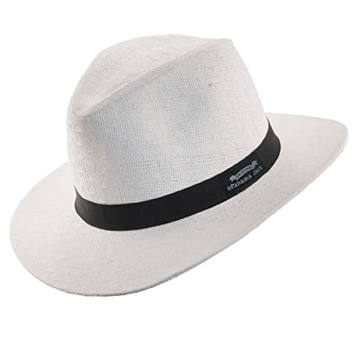 Panama Jack Mens Safari Sun Hat - Matte Toyo Straw, UPF 50+ Sun Protection Fedora Sombrero - color: White, size: Large