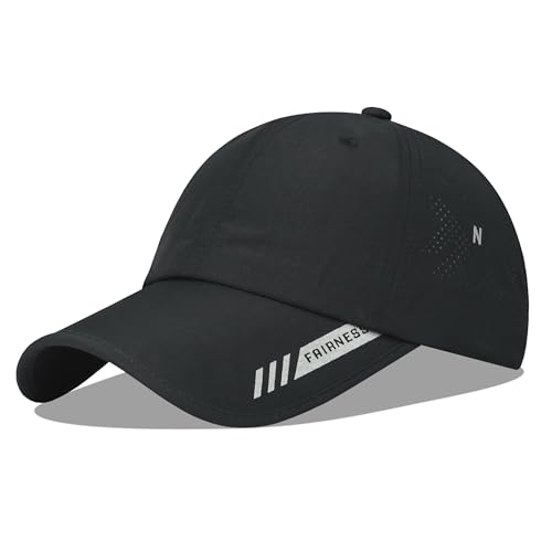 Croogo Quick Dry Running Hat Sun UPF 50+ Lightweight Baseball Cap for Men - color: Black
