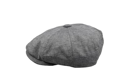 8 Panel Newsboy Cap – Linen Blend with 100% Cotton Lining - color: Dark Gray, size: Large
